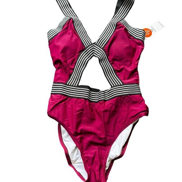 NWT Charmo | Red & Black Stripe Cut-Out One-Piece - Medium - Picture 6 of 6